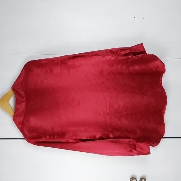 Diane Von Furstenberg Womens Red Satin Sleep Shirt Pajama Soft silky Sz.M - Picture 5 of 8